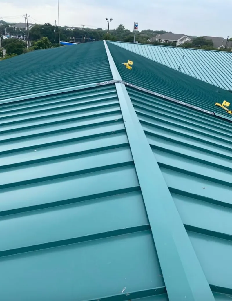 Green commercial metal roof ridge and valley for Metal Roof Repair in Rahway